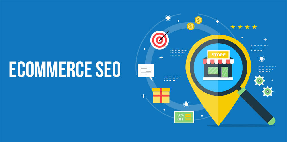 Visual guide to key SEO strategies for ecommerce success.