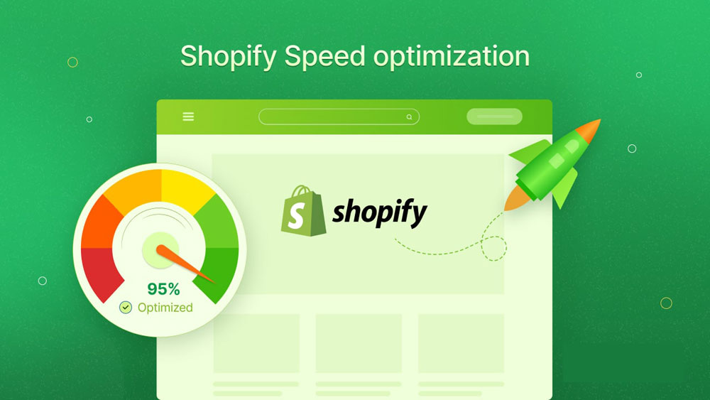 Illustration showing Shopify site speed optimisation for better performance scored 95 percent