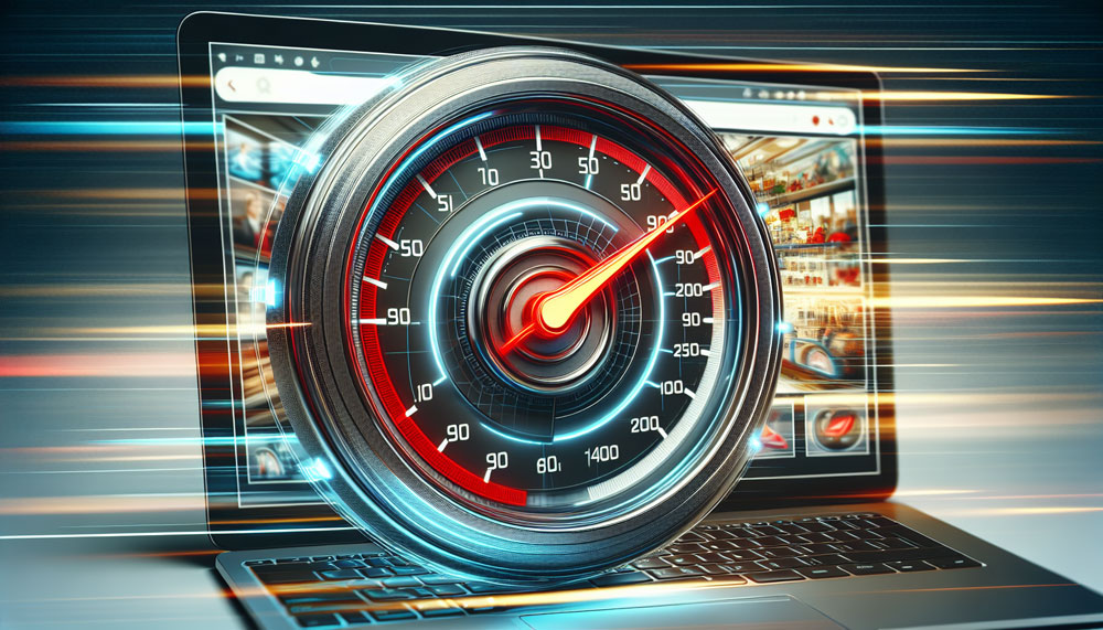 Illustration of a website loading speedometer